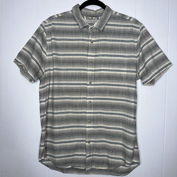 Outerknown Men’s Shirt Striped Cotton Gray Size Medium - Picture 1 of 5